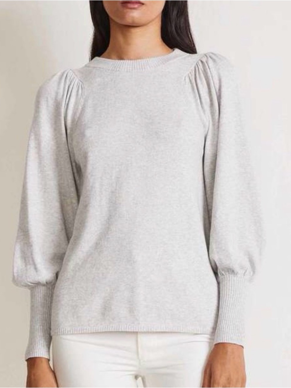 Apiece Apart Eco Dewi Puff Sleeve Crewneck gray cotton/cashmere, size S